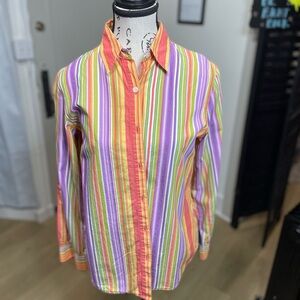 Jones New York Colorful Striped Button Down Shirt